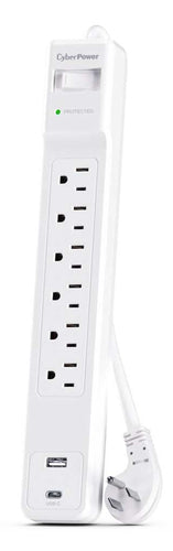 CyberPower 6 Outlet Surge Protector with USB 1500 Joules 125V