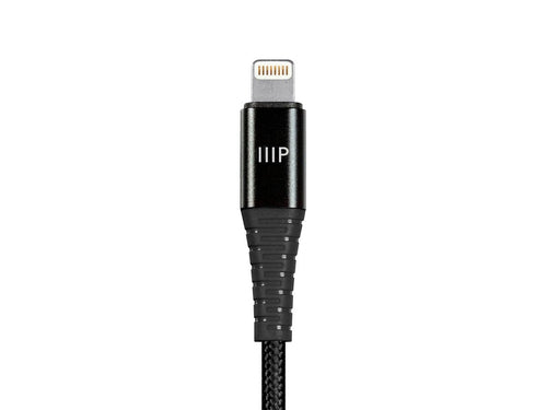 USB-C to Lightning Cable 6 Feet Black Nylon Braided Monoprice AtlasFlex