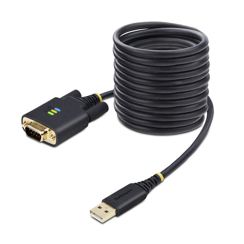 USB-Seriell-Adapterkabel, 3 m, FTDI IC, Schwarz für Windows/macOS/Linux