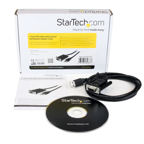 USB to Serial RS232 Adapter Cable 6ft FTDI DB9 Null Modem