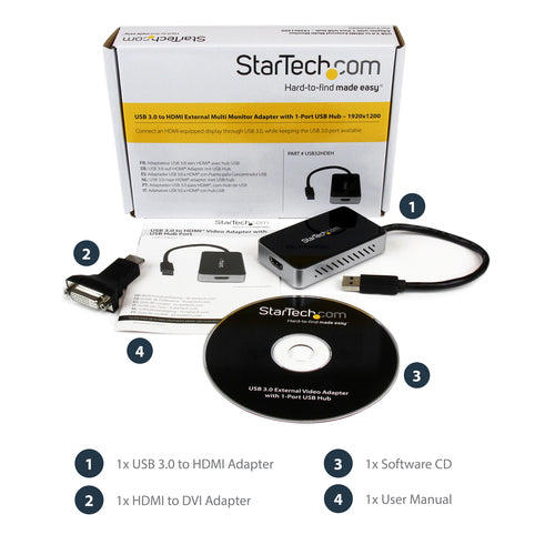 USB 3.0 to HDMI Adapter StarTech.com 1920x1200 TAA Windows Converter