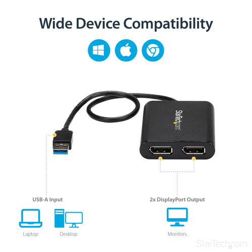 USB Graphics Adapter StarTech.com 4K 60Hz Dual DisplayPort USB 3.0