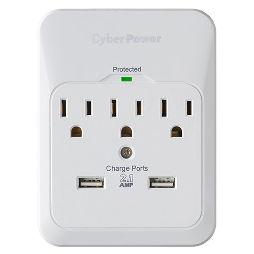 600J CyberPower Surge Protector 3 AC Outlets NEMA 5-15R 125V