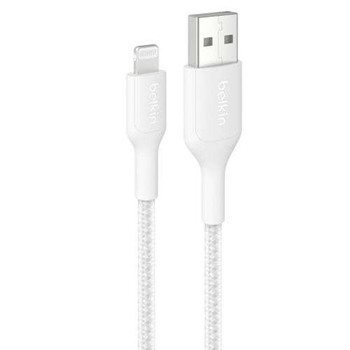 Belkin 3.3ft Braided Lightning Cable USB-A Male to Male White