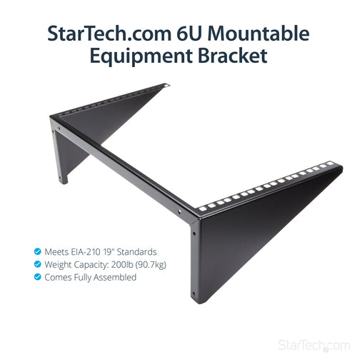 6HE Vertikales Wandmontage-Serverschrank aus massivem Stahl, schwarz - StarTech.com