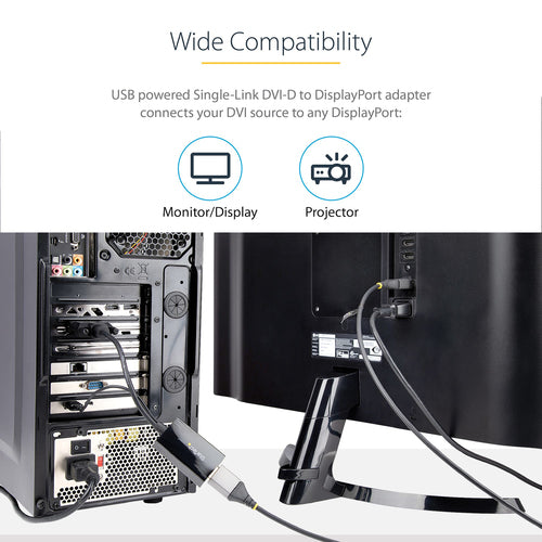 StarTech DVI2DP2 DVI auf DisplayPort Adapter – 1920x1200 Video Konverter – 0,254m