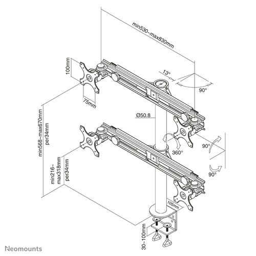 Neomounts FPMA-D700D4 monitor mount / stand
