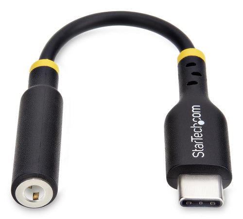 USB-C to 3.5mm TRRS Headphone Adapter 32-bit DAC Black 5in