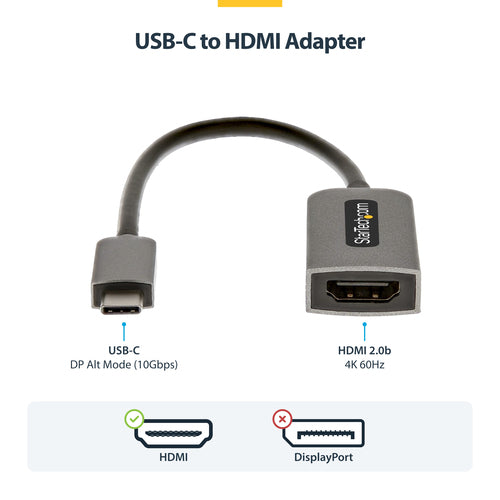USB-C auf HDMI Adapter 4K 60Hz HDR10 Kompatibel mit USB4/Thunderbolt