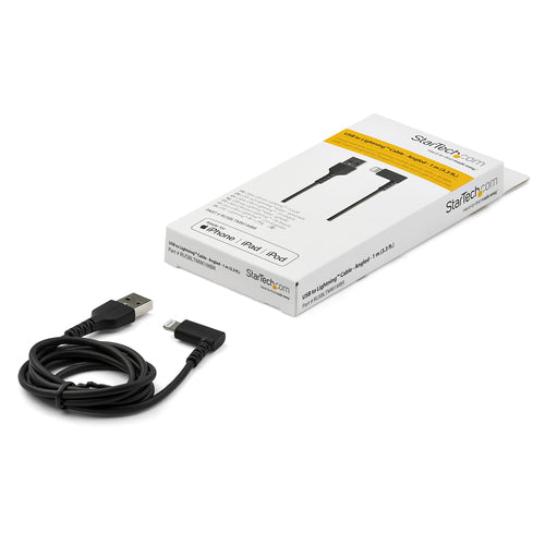 Durable 3ft USB A to Lightning Cable with Right Angled Connector - StarTech.com MFi Certified