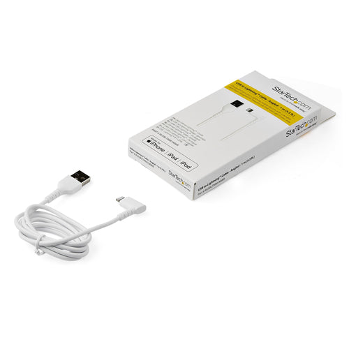 StarTech.com 3ft USB A to Lightning Cable - Durable Right Angled Charging/Sync Cord