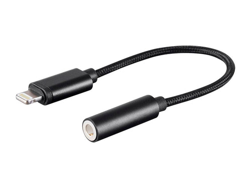 3.5mm to Lightning Mobile Phone Cable Monoprice Aluminium Black