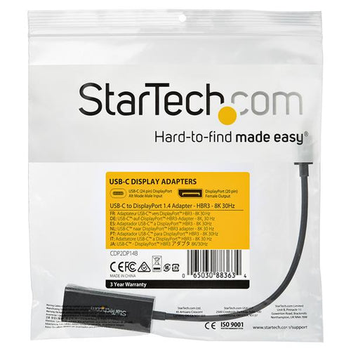 USB C auf DisplayPort Adapter 8K 60Hz StarTech.com Thunderbolt 3 Kompatibel