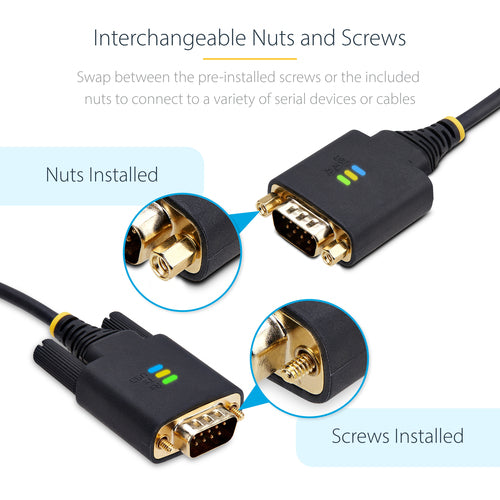 USB-Seriell-Adapterkabel, 3 m, FTDI IC, Schwarz für Windows/macOS/Linux