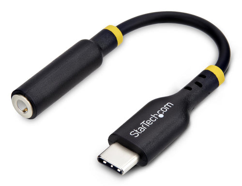 USB-C to 3.5mm TRRS Headphone Adapter 32-bit DAC Black 5in
