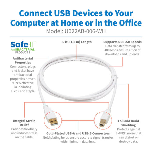 Tripp Lite U022AB-006-WH USB cable