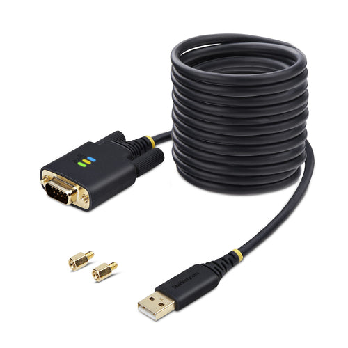 USB-Seriell-Adapterkabel, 3 m, FTDI IC, Schwarz für Windows/macOS/Linux