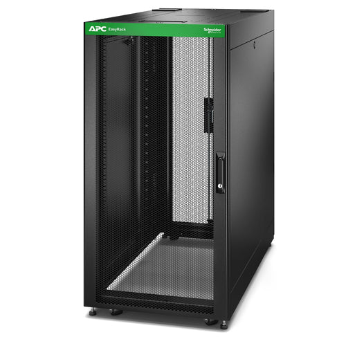 24U Freestanding Server Rack Cabinet Black Adjustable Feet with Casters