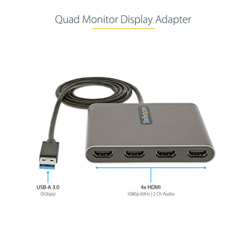 USB 3.0 Quad HDMI Adapter StarTech.com 1920x1080 USB Typ-A