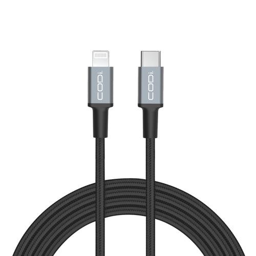 Lightning Cable 1.8m USB A + USB C Male to Male Black