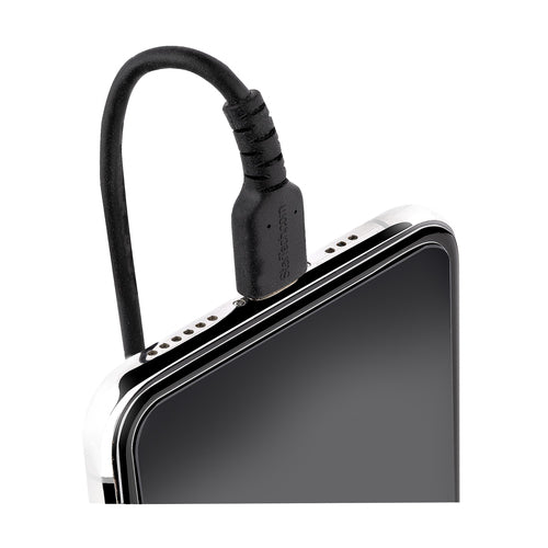 USB C to Lightning Cable 1m MFi Certified Coiled Charger Black
