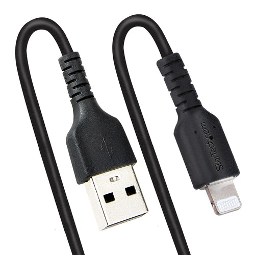 StarTech.com 50cm USB-zu-Lightning-Kabel - MFi-zertifiziertes, robustes gewickeltes iPhone-Ladekabel, Schwarz
