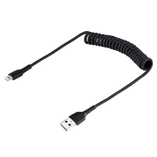USB to Lightning Cable 50cm MFi Certified Coiled iPhone Charger Heavy Duty Black