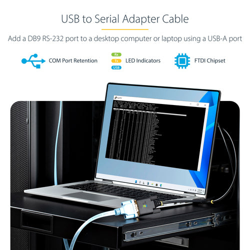 USB to Serial Adapter Cable 6.6ft with FTDI IC Black