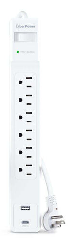 CyberPower 6 Outlet Surge Protector with USB 1500 Joules 125V