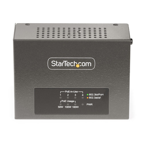 StarTech.com AS445C 4-Port Multi-Gigabit PoE++ Injektor – 160 W Leistungsbudget