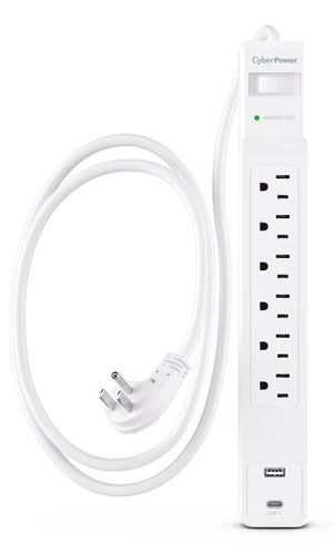 CyberPower 6 Outlet Surge Protector with USB 1500 Joules 125V