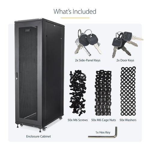 StarTech.com RK4236BKB 42HE Netzwerkschrank für Server- und AV-Geräte – 19-Zoll-Datenschrank
