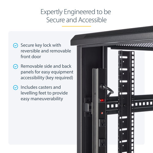 StarTech.com RK4236BKB 42HE Netzwerkschrank für Server- und AV-Geräte – 19-Zoll-Datenschrank